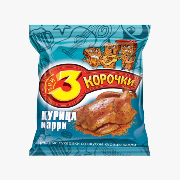 Չորահաց «3 Корочки» 80գ Հավ Կարրիի համով