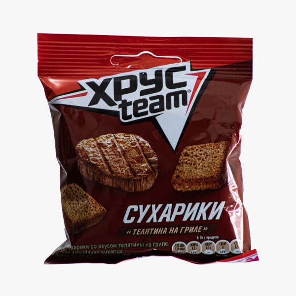 Сухарики "Хрус Team" 30г Со Вкусом Телятины на Гриле