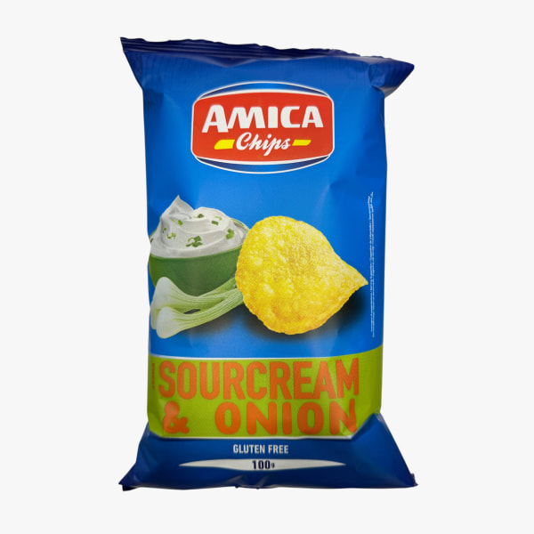 Կարտոֆիլի Չիպս «Amica» թթվասեր և սոխ 100գ առանց գլյուտեն